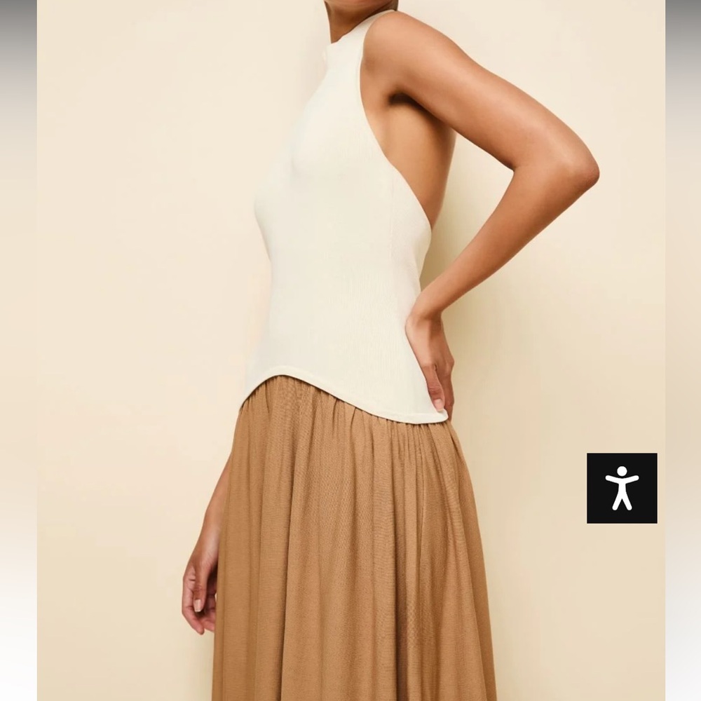 Solid & Striped Halter Soglio Dress Ecru Camel - Picture 4 of 6